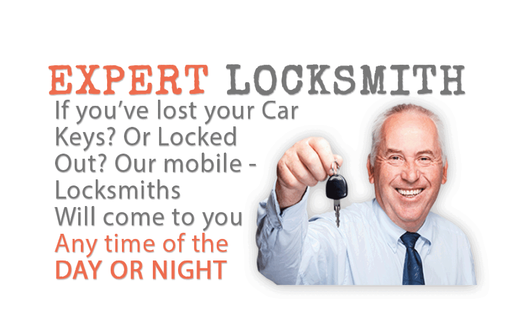 Locksmith technician holding car keys after an emergency lockout service